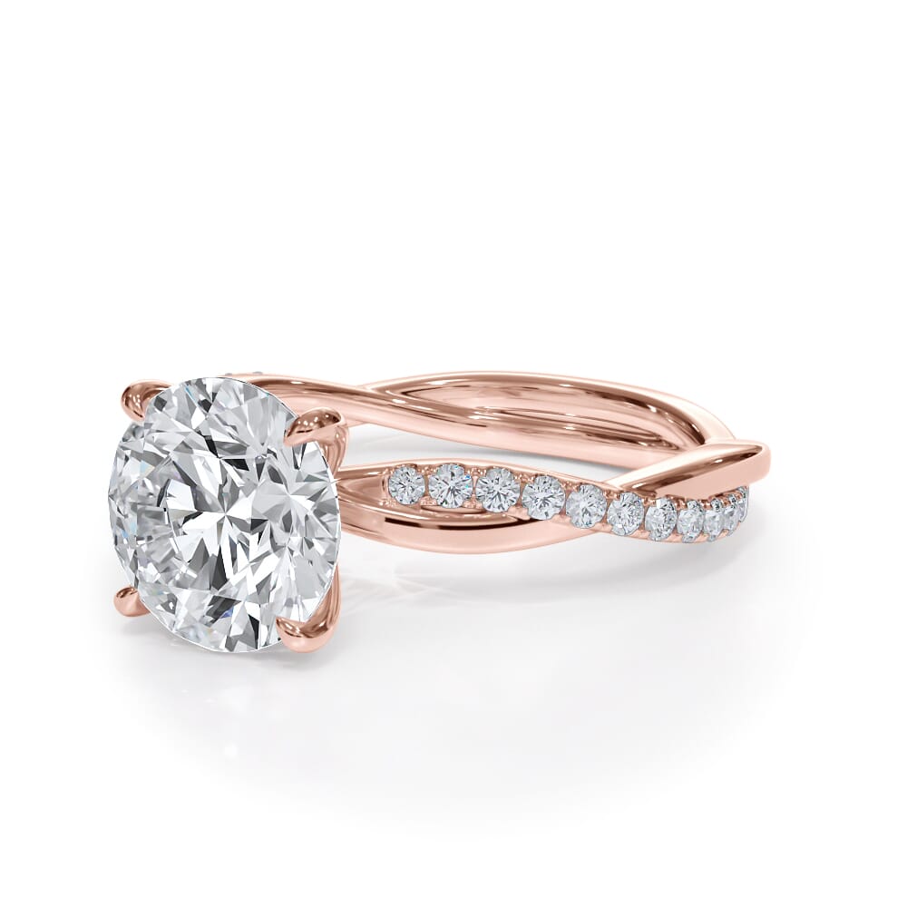 14K Rose Gold Bellora Pavé Twist Engagement Ring