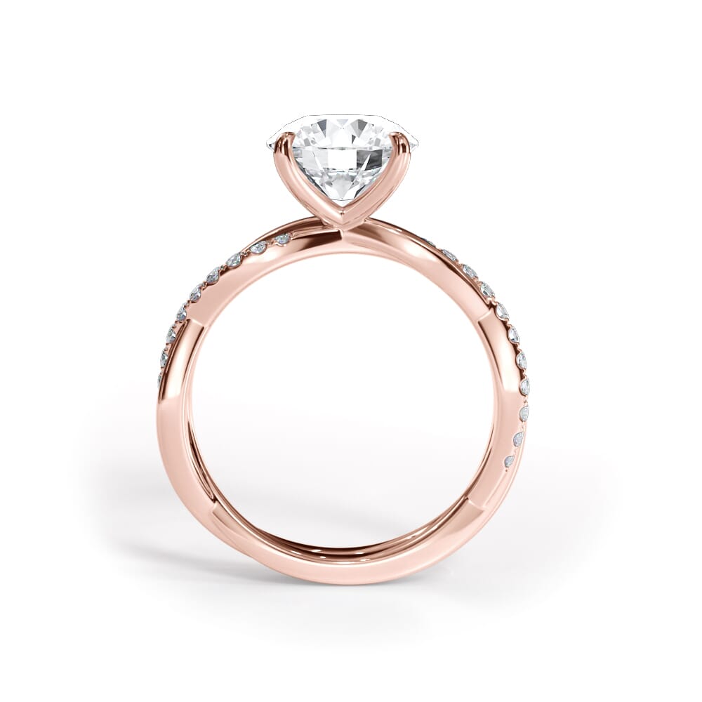 14K Rose Gold Bellora Pavé Twist Engagement Ring