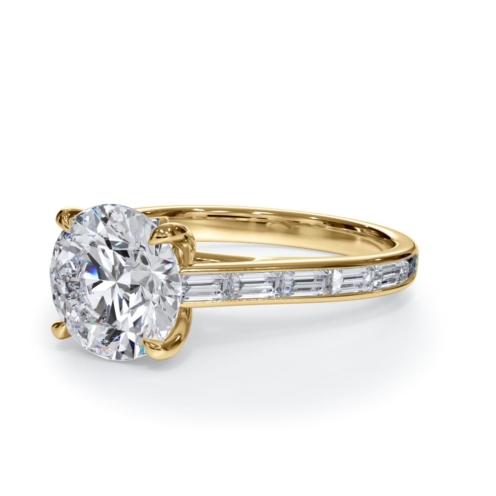 14K Yellow Gold Bellora Channel-Set Baguette Cathedral Engagement Ring