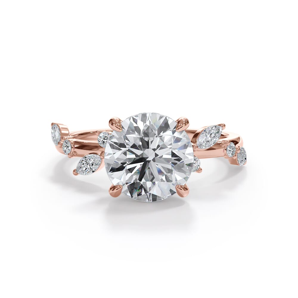 14K Rose Gold Autumn Cascade Diamond Engagement Ring