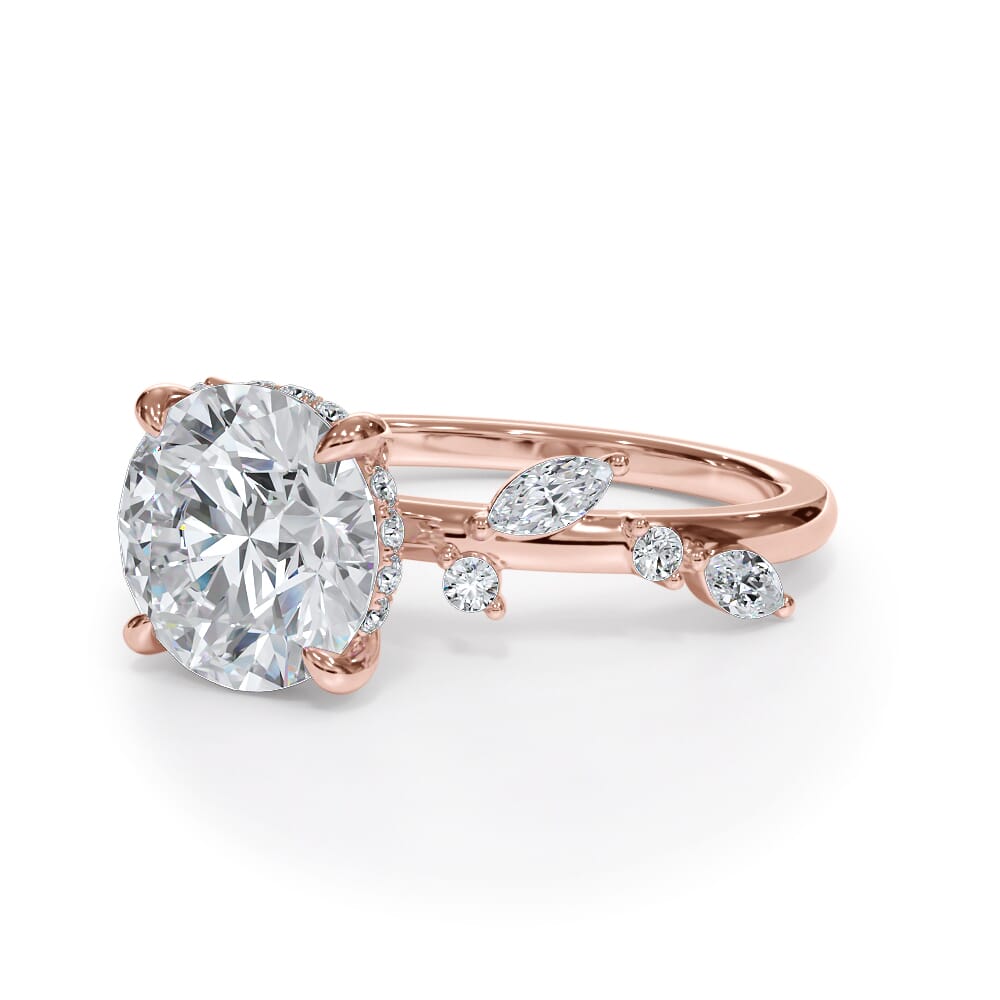 14K Rose Gold Autumn Cascade Diamond Engagement Ring