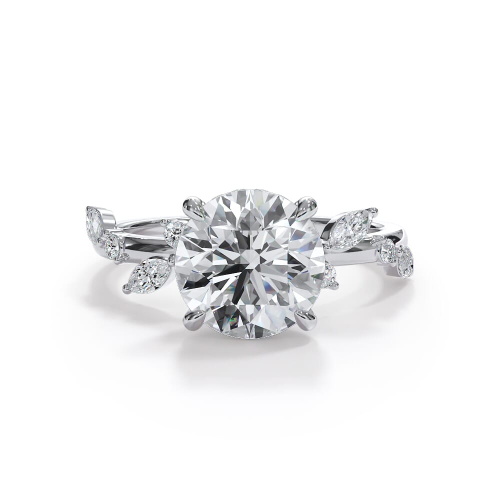 14K White Gold Autumn Cascade Diamond Engagement Ring