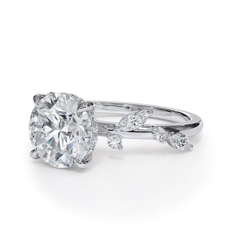 14K White Gold Autumn Cascade Diamond Engagement Ring