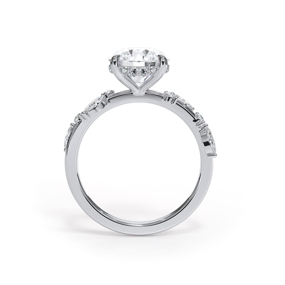 14K White Gold Autumn Cascade Diamond Engagement Ring