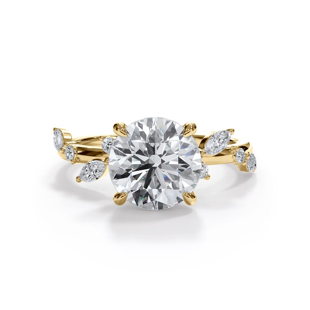 14K Yellow Gold Autumn Cascade Diamond Engagement Ring