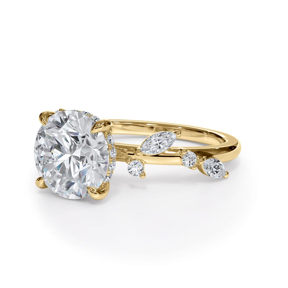 14K Yellow Gold Autumn Cascade Diamond Engagement Ring