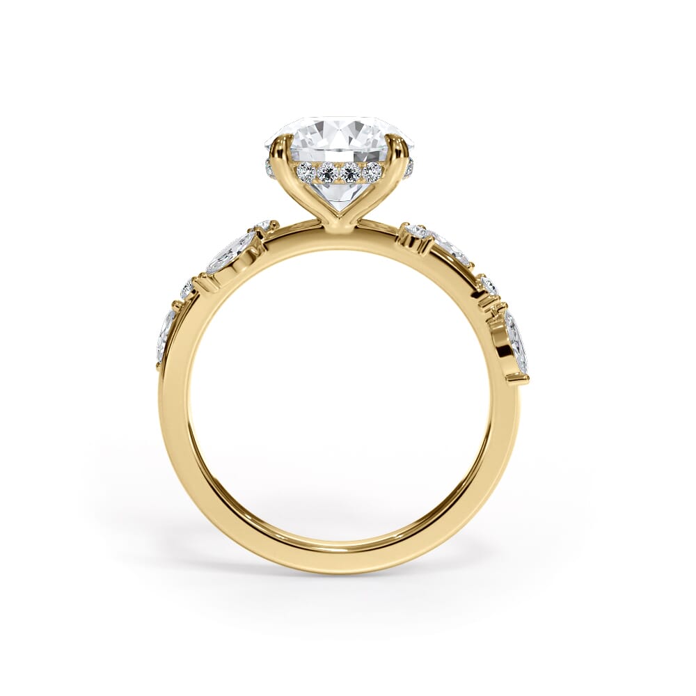 14K Yellow Gold Autumn Cascade Diamond Engagement Ring