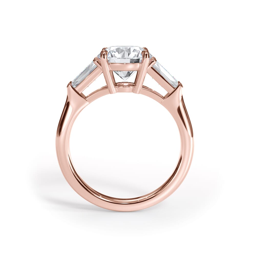 14K Rose Gold Bellora Tapered Lab Baguette Engagement Ring