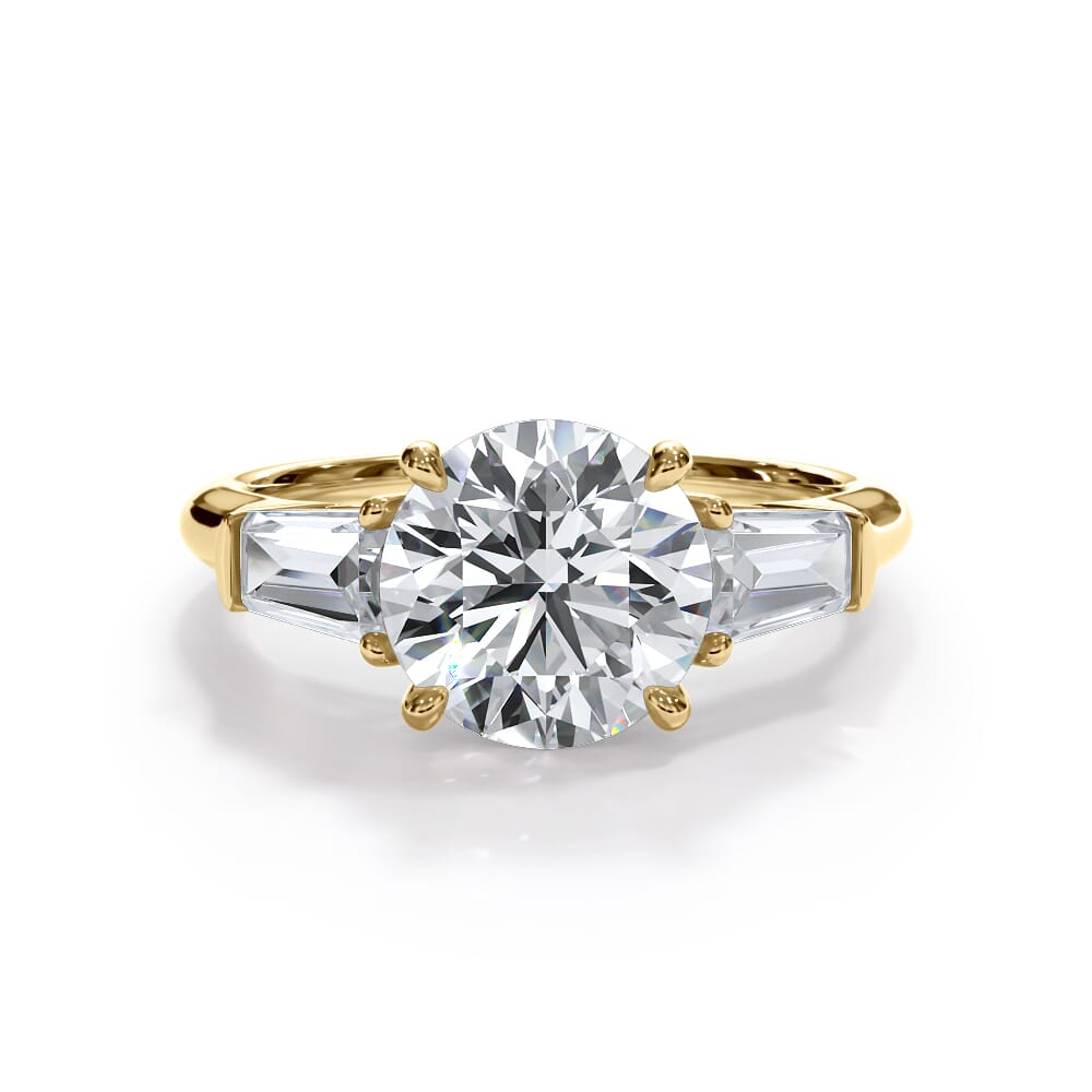 14K Yellow Gold Bellora Tapered Lab Baguette Engagement Ring