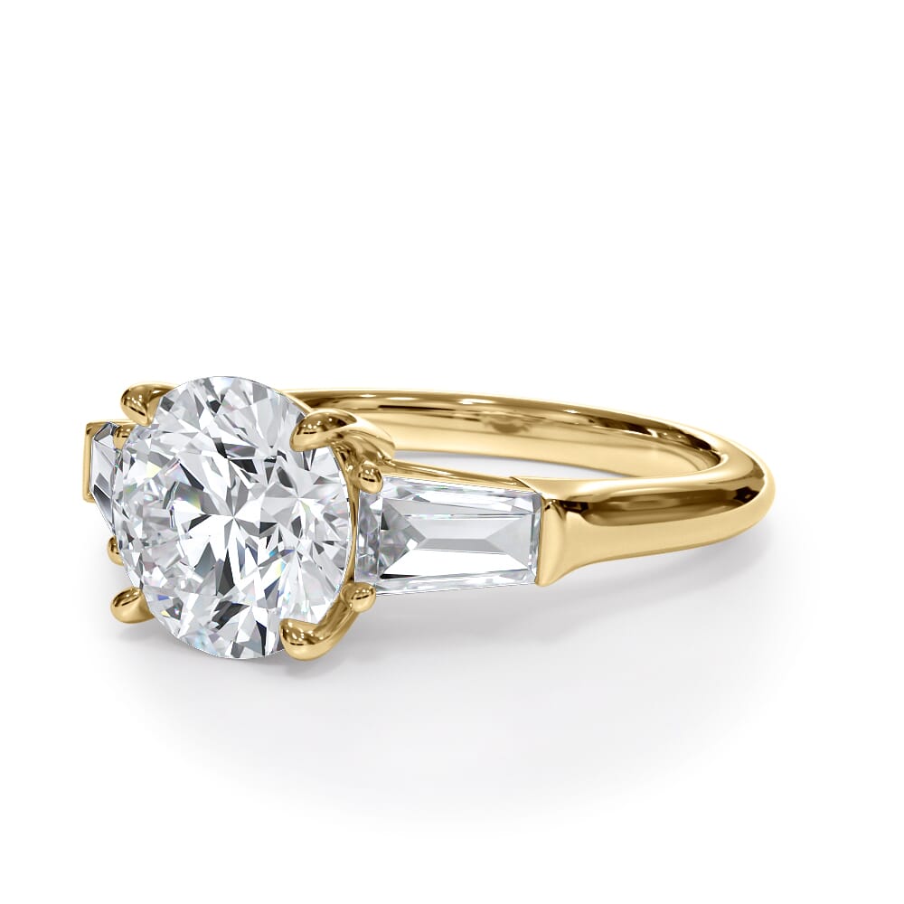 14K Yellow Gold Bellora Tapered Lab Baguette Engagement Ring