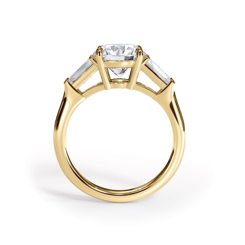 14K Yellow Gold Bellora Tapered Lab Baguette Engagement Ring