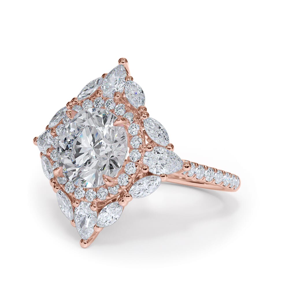 14K Rose Gold Opuluxe Double Lab Diamond Halo Engagement Ring