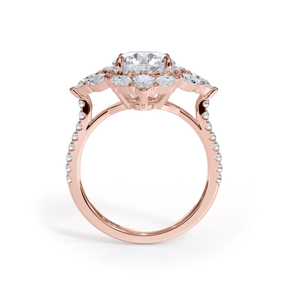 14K Rose Gold Opuluxe Double Lab Diamond Halo Engagement Ring