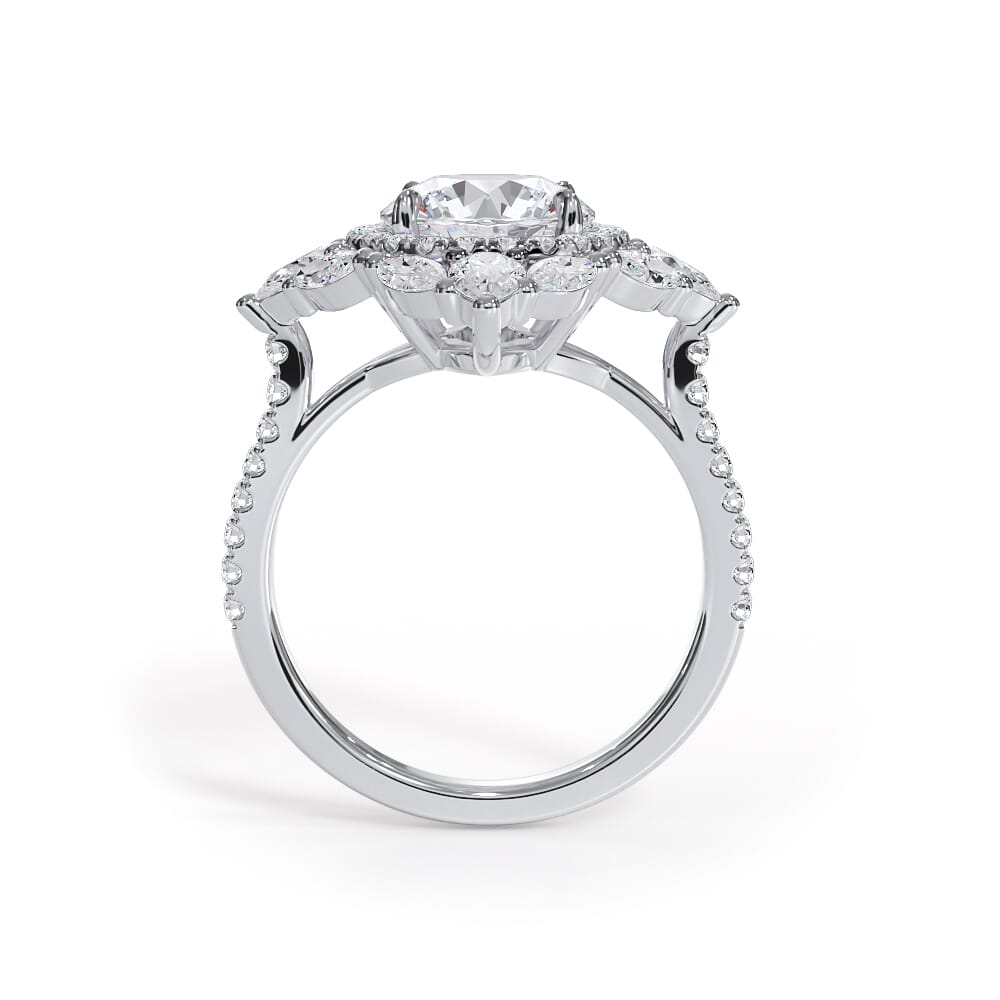 14K White Gold Opuluxe Double Lab Diamond Halo Engagement Ring