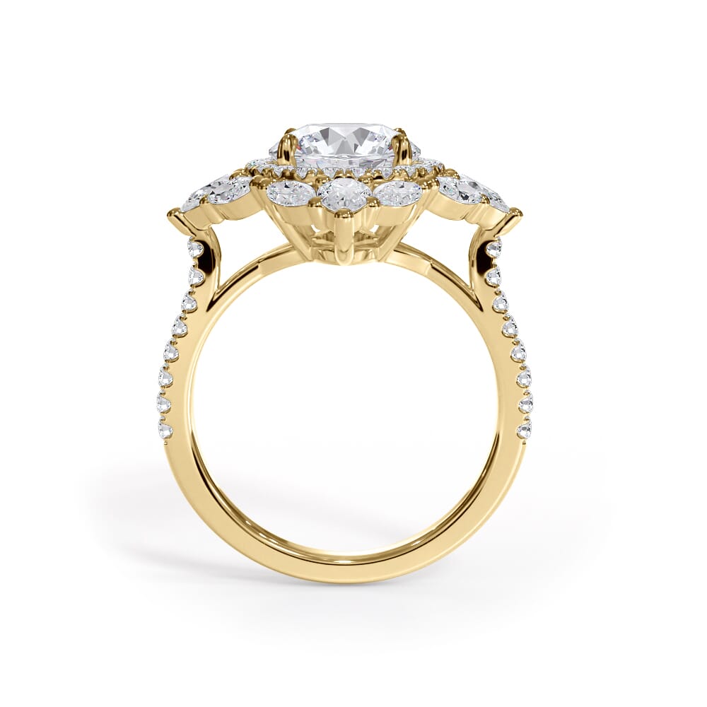 14K Yellow Gold Opuluxe Double Lab Diamond Halo Engagement Ring