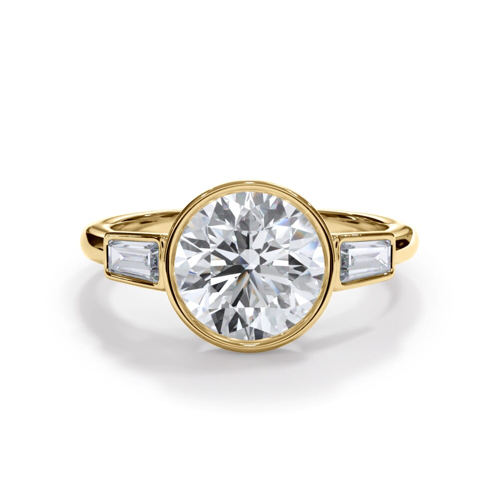 14K Yellow Gold Bellora Bezel-Set Tapered Baguette Engagement Ring