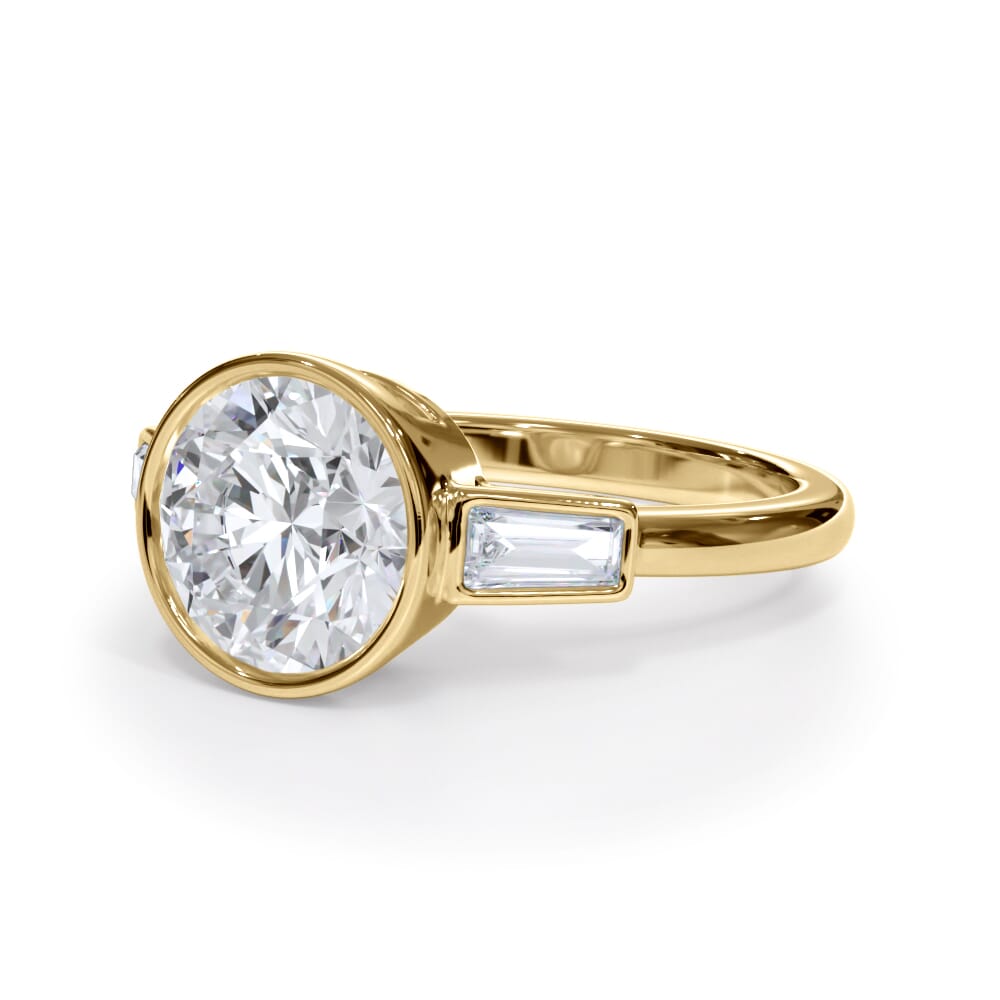 14K Yellow Gold Bellora Bezel-Set Tapered Baguette Engagement Ring