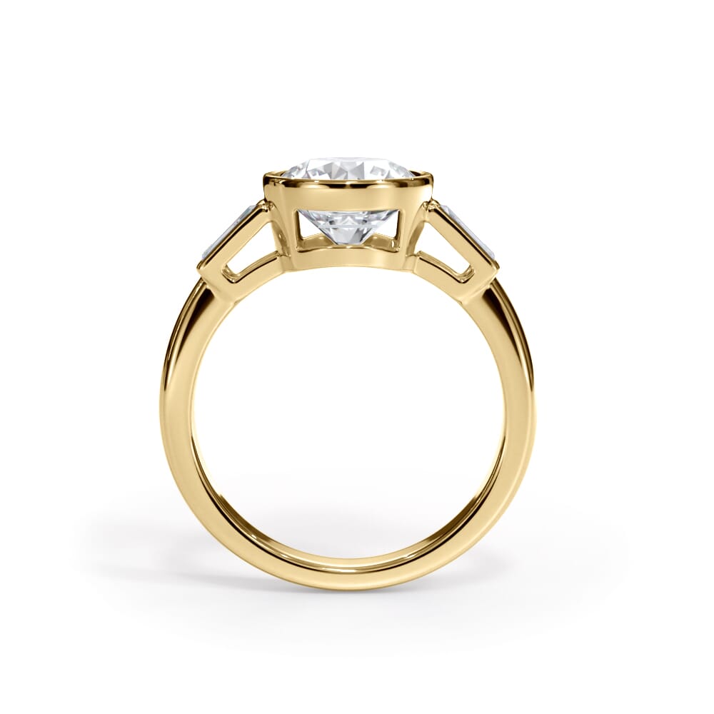 14K Yellow Gold Bellora Bezel-Set Tapered Baguette Engagement Ring