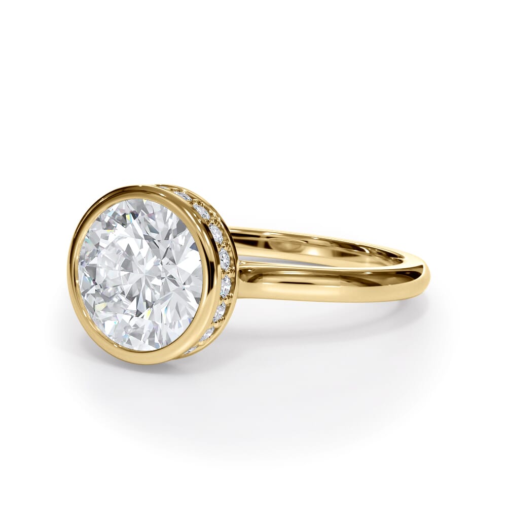 14K Yellow Gold Enigma Bezel Hidden Halo Engagement Ring