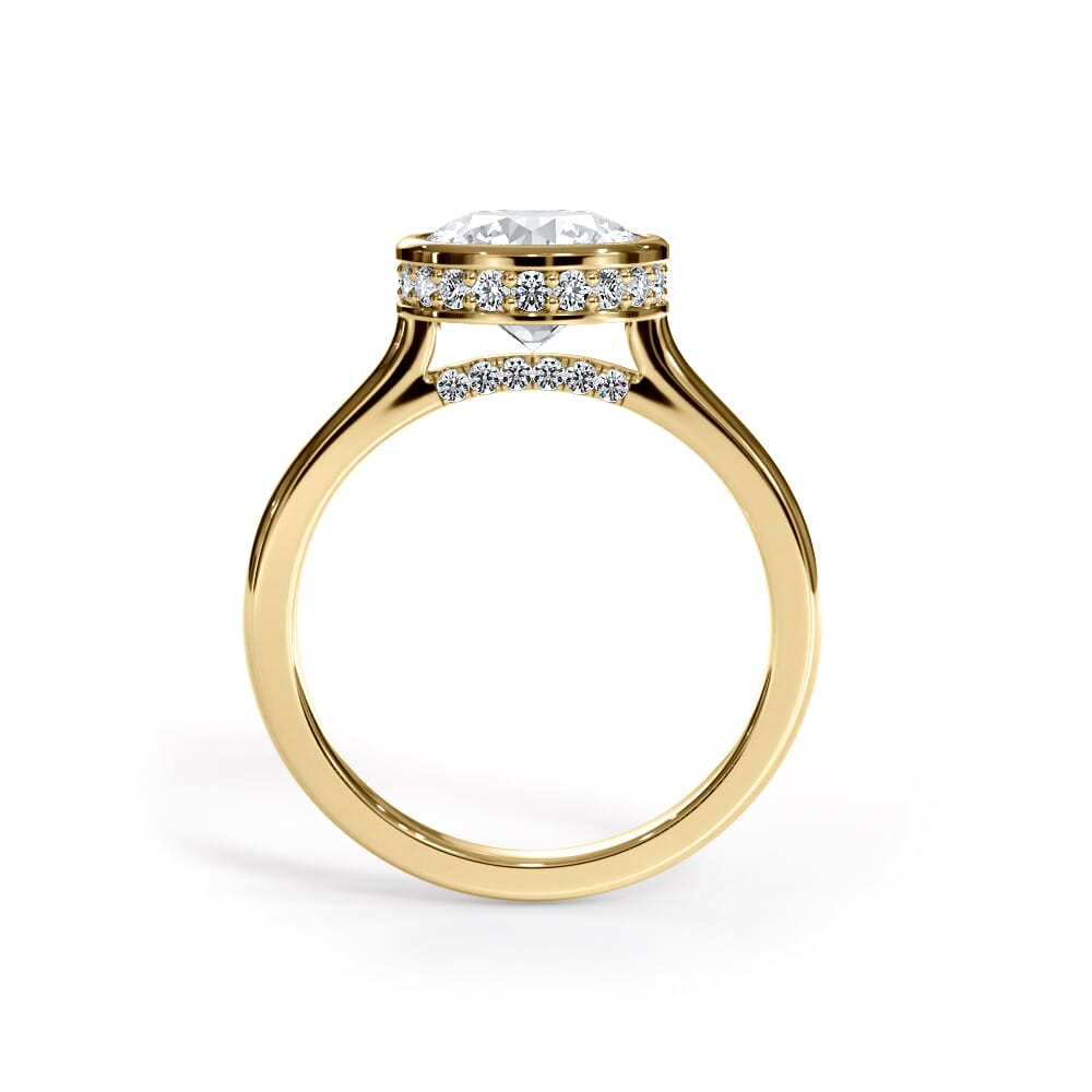 14K Yellow Gold Enigma Bezel Hidden Halo Engagement Ring