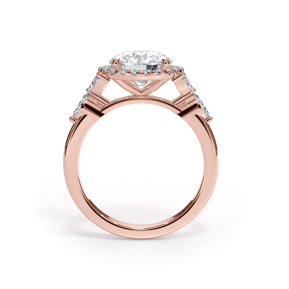 14K Rose Gold Elysian Marquise Diamond Halo Engagement Ring