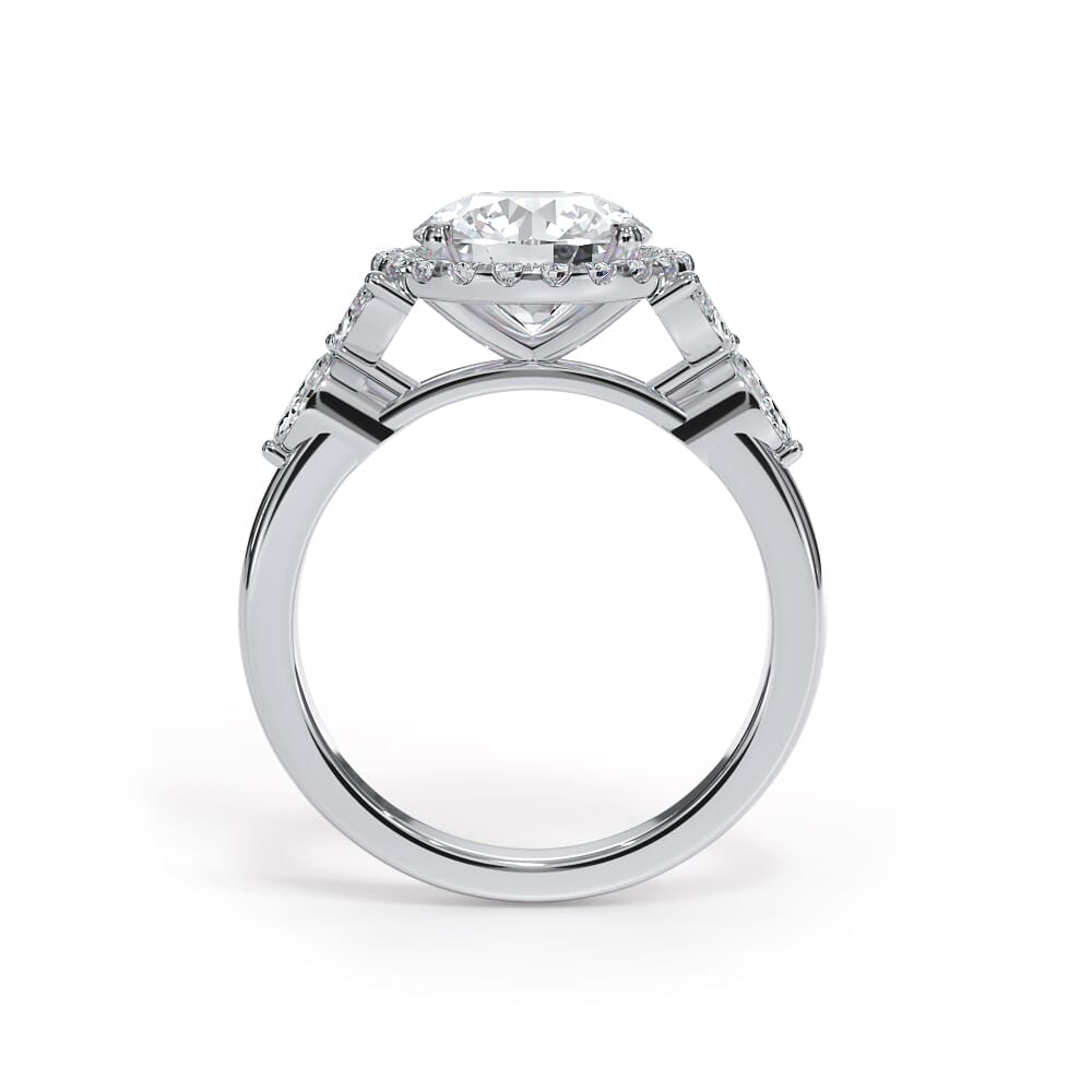 14K White Gold Elysian Marquise Diamond Halo Engagement Ring