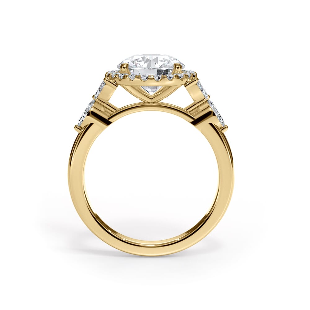 14K Yellow Gold Elysian Marquise Diamond Halo Engagement Ring