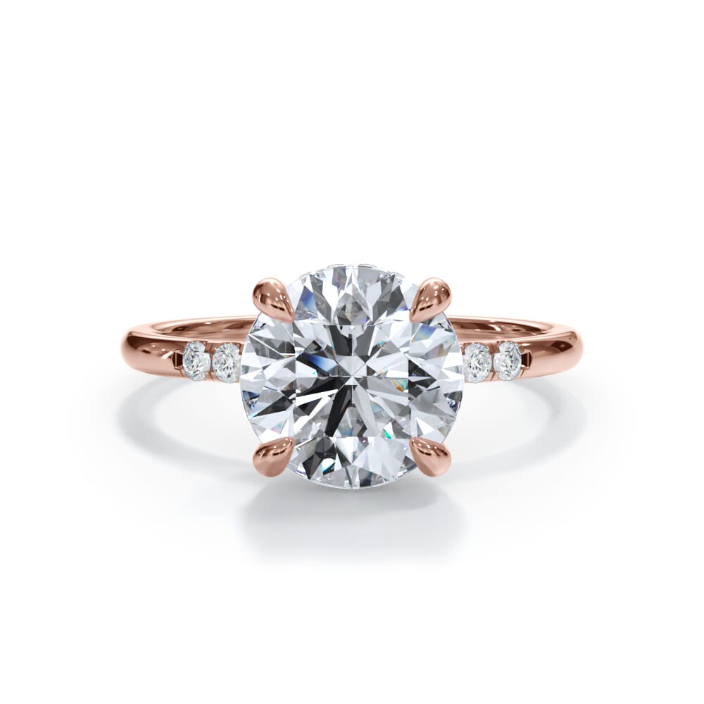 14K Rose Gold Bellora Trio Pavé Hidden Halo Engagement Ring