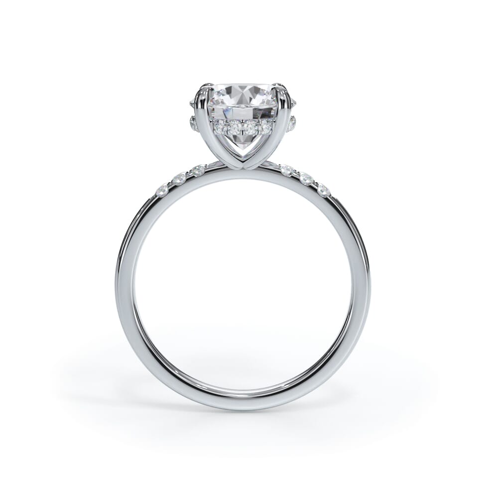 14K White Gold Bellora Trio Pavé Hidden Halo Engagement Ring