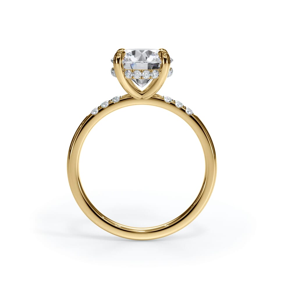 14K Yellow Gold Bellora Trio Pavé Hidden Halo Engagement Ring