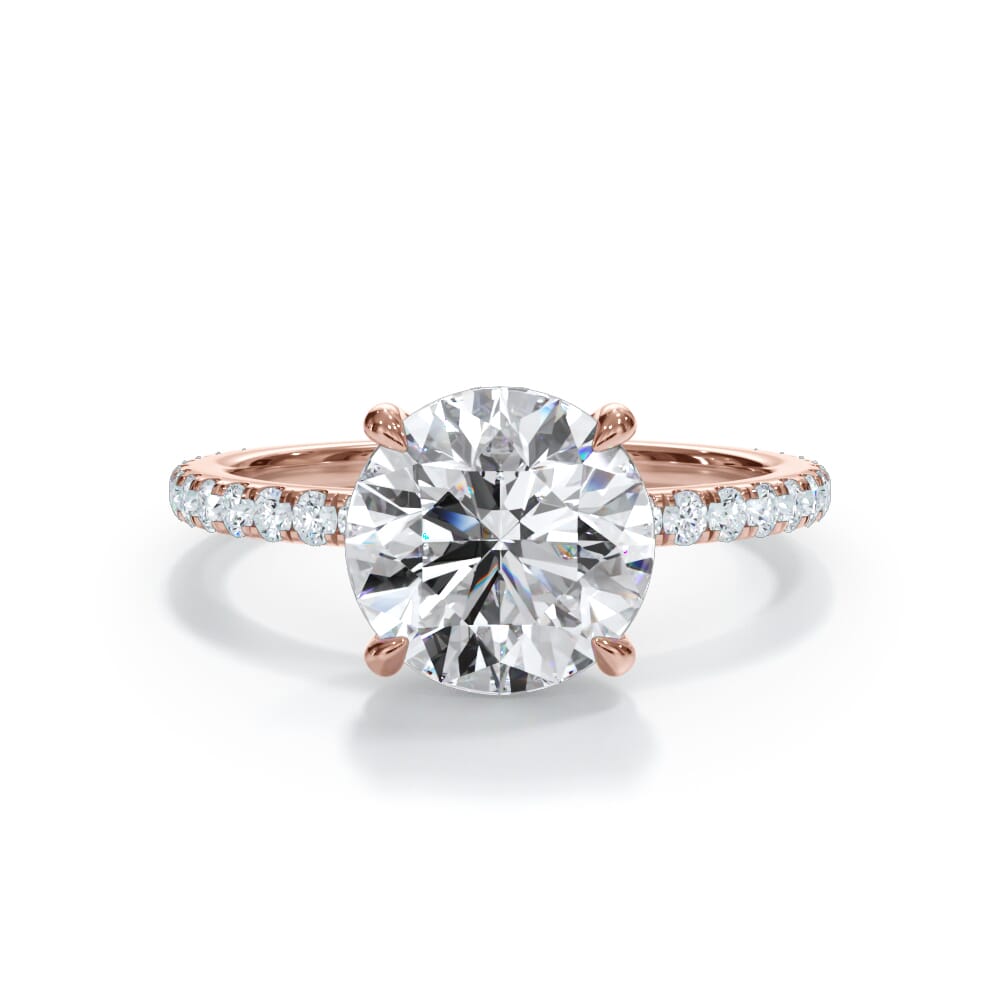 14K Rose Gold Bellora Pavé Hidden Halo Engagement Ring