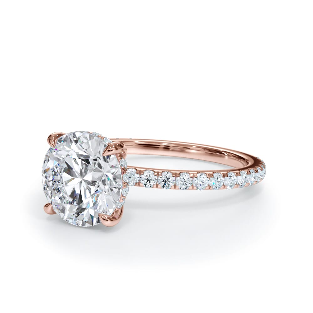 14K Rose Gold Bellora Pavé Hidden Halo Engagement Ring