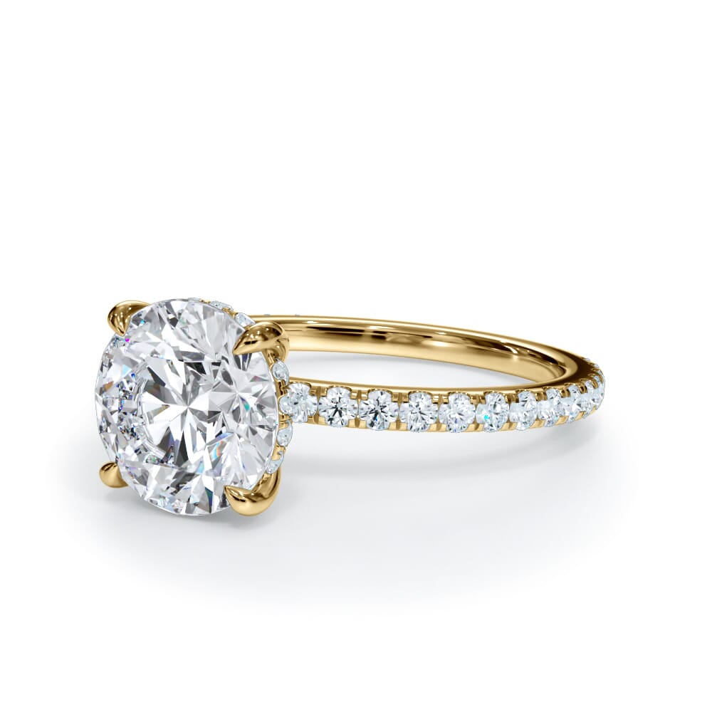 14K Yellow Gold Bellora Pavé Hidden Halo Engagement Ring