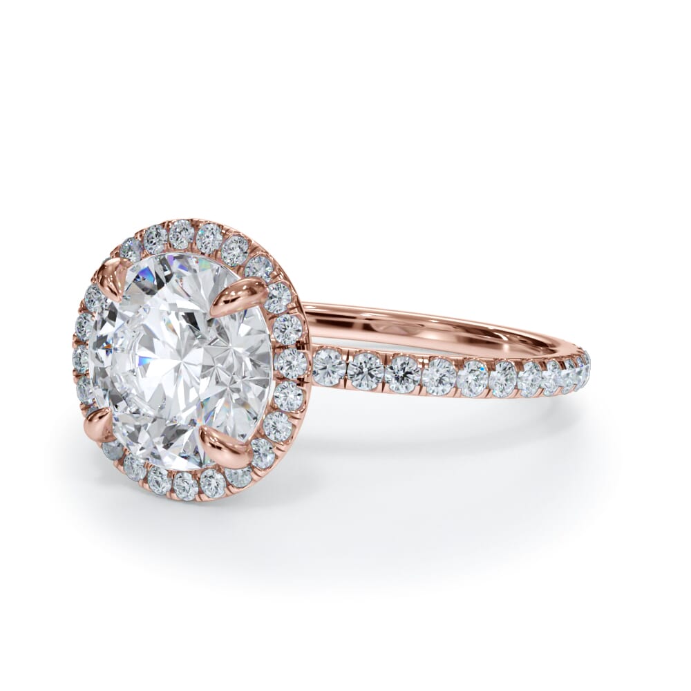 14K Rose Gold Bellora Pavé Halo Engagement Ring