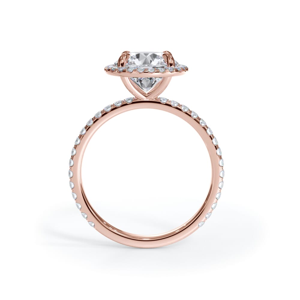 14K Rose Gold Bellora Pavé Halo Engagement Ring