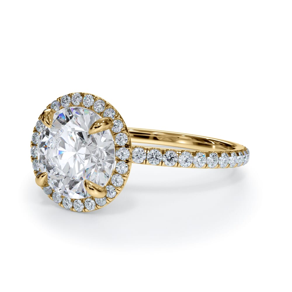 14K Yellow Gold Bellora Pavé Halo Engagement Ring